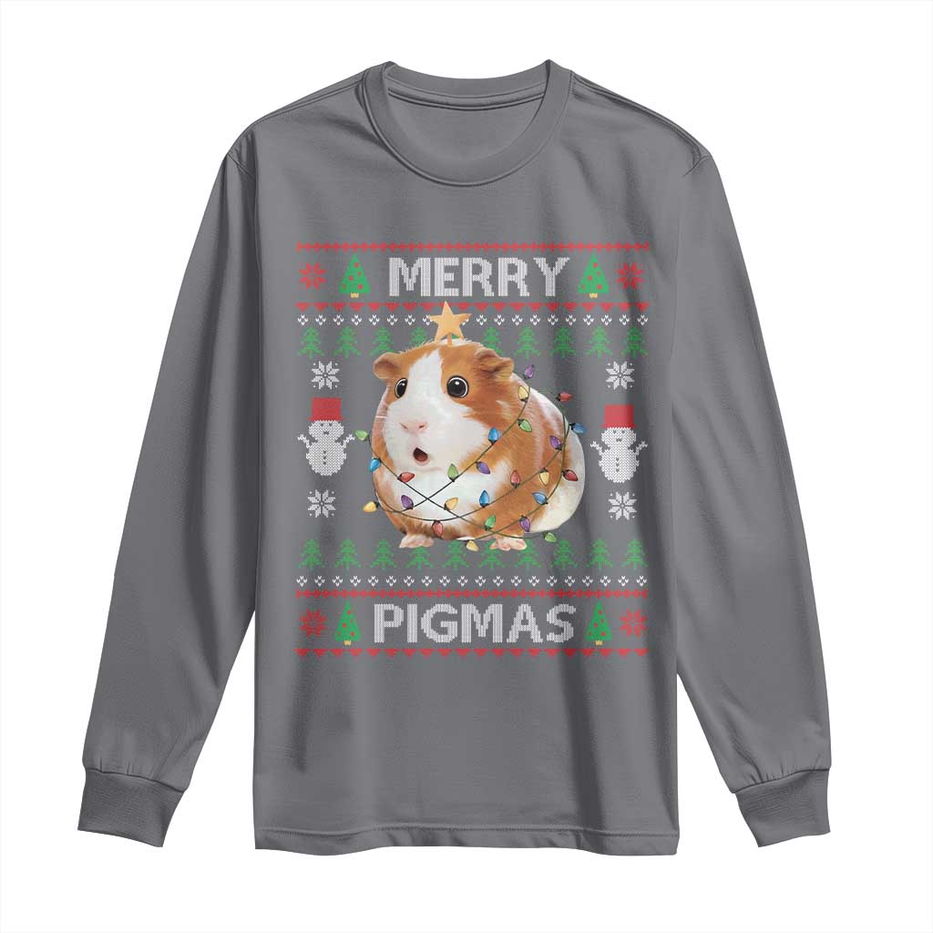 Merry Pigmas Ugly Christmas Long Sleeve Shirt Guinea Pig Lover TS12 Charcoal Print Your Wear