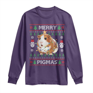 Merry Pigmas Ugly Christmas Long Sleeve Shirt Guinea Pig Lover TS12 Purple Print Your Wear