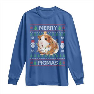 Merry Pigmas Ugly Christmas Long Sleeve Shirt Guinea Pig Lover TS12 Royal Blue Print Your Wear