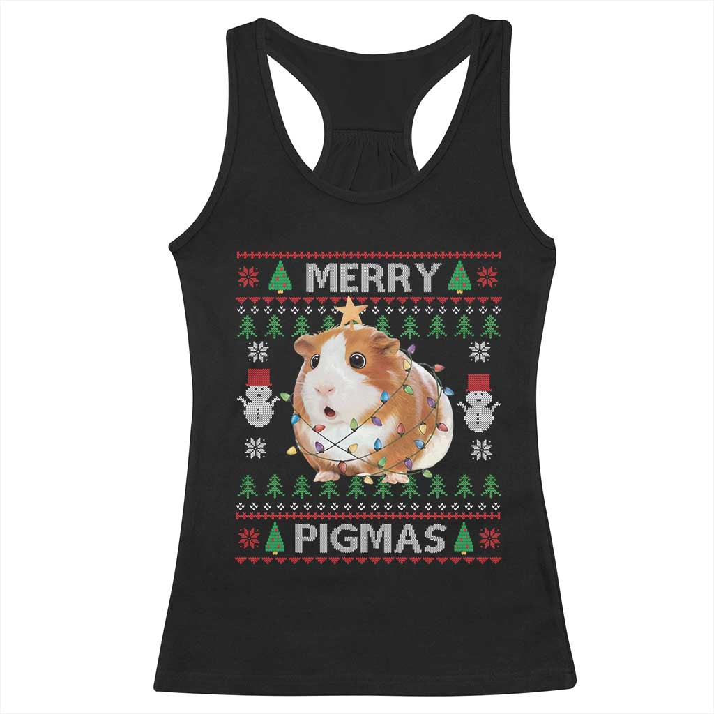 Merry Pigmas Ugly Christmas Racerback Tank Top Guinea Pig Lover TS12 Black Print Your Wear