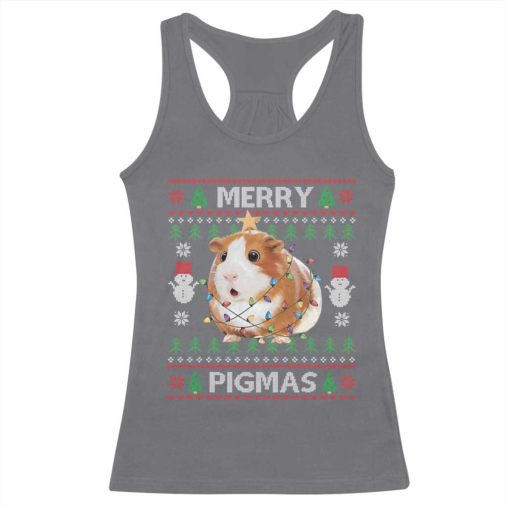 Merry Pigmas Ugly Christmas Racerback Tank Top Guinea Pig Lover TS12 Charcoal Print Your Wear