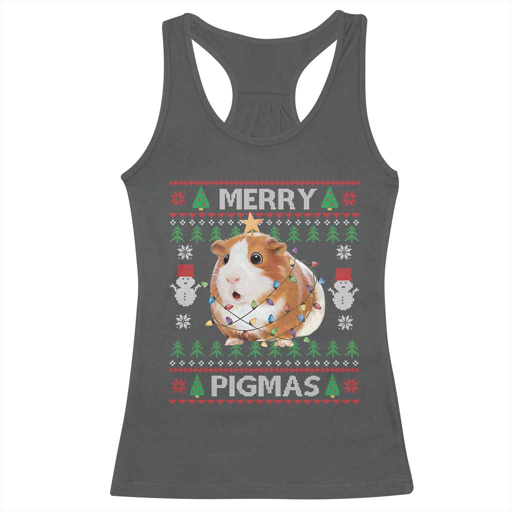 Merry Pigmas Ugly Christmas Racerback Tank Top Guinea Pig Lover TS12 Dark Heather Print Your Wear