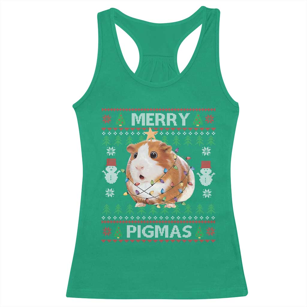 Merry Pigmas Ugly Christmas Racerback Tank Top Guinea Pig Lover TS12 Irish Green Print Your Wear
