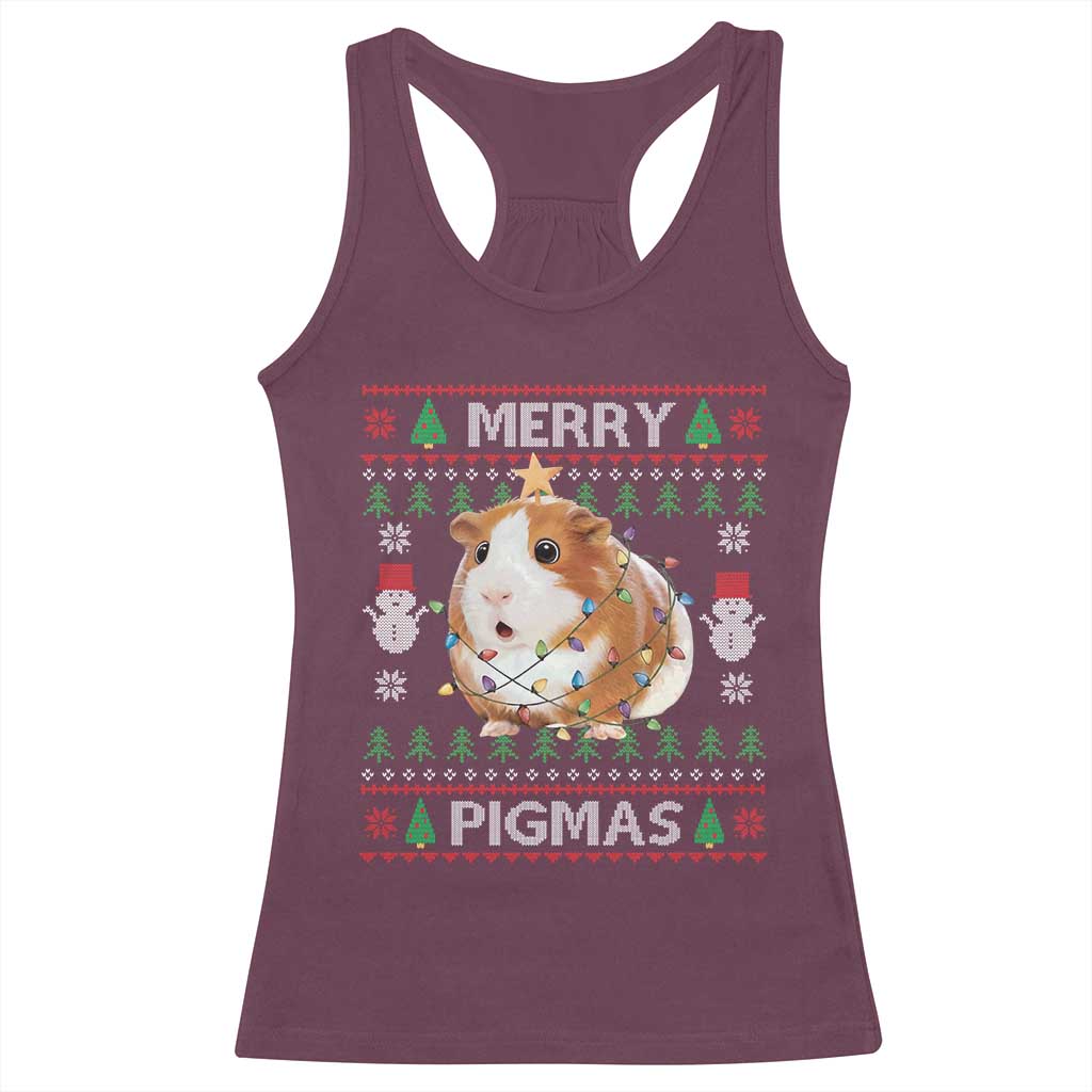 Merry Pigmas Ugly Christmas Racerback Tank Top Guinea Pig Lover TS12 Maroon Print Your Wear