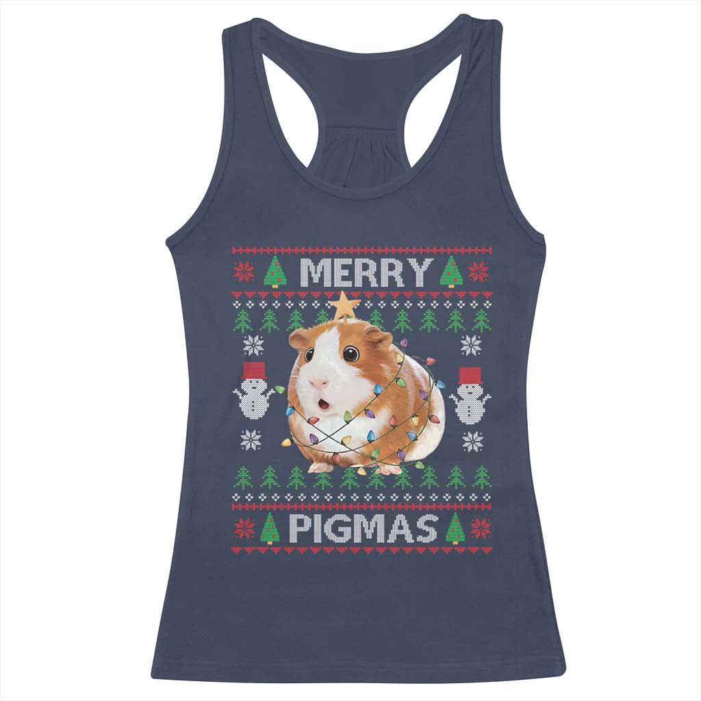 Merry Pigmas Ugly Christmas Racerback Tank Top Guinea Pig Lover TS12 Navy Print Your Wear