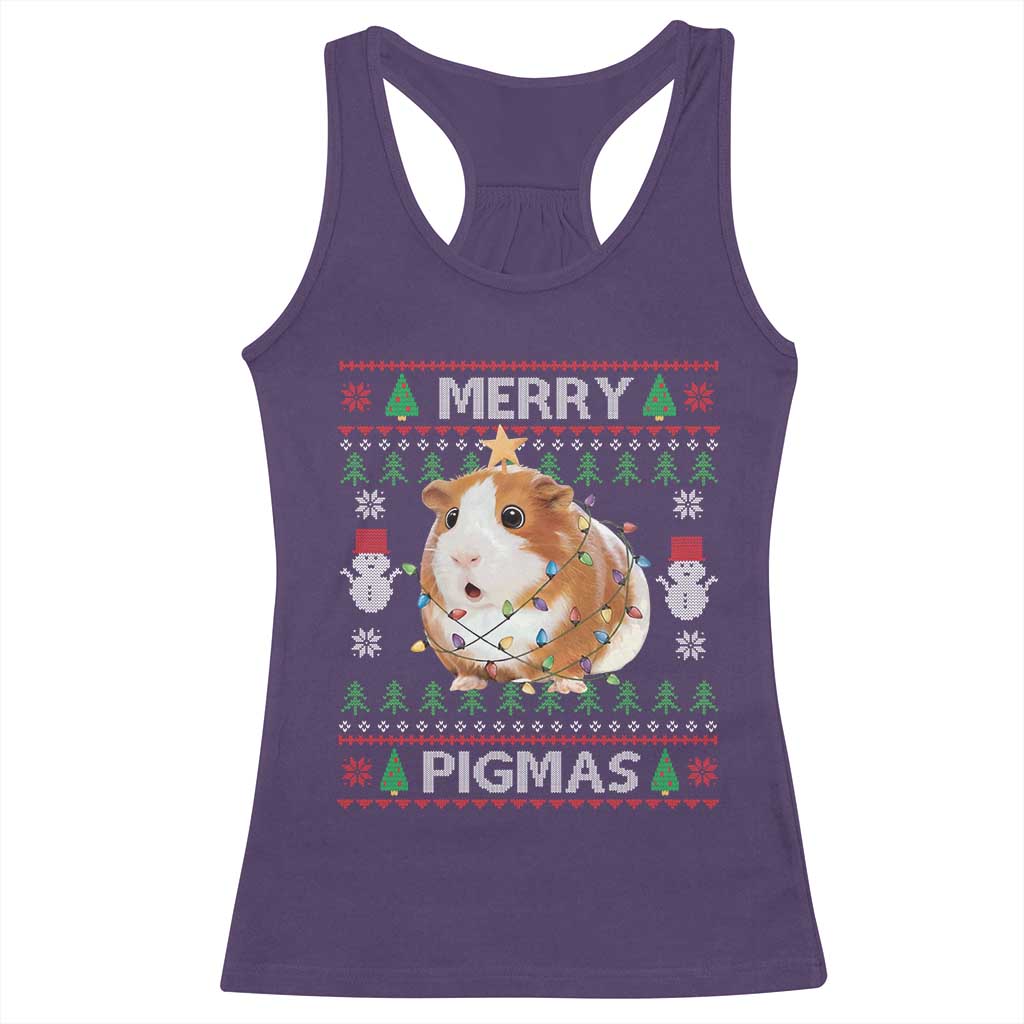 Merry Pigmas Ugly Christmas Racerback Tank Top Guinea Pig Lover TS12 Purple Print Your Wear