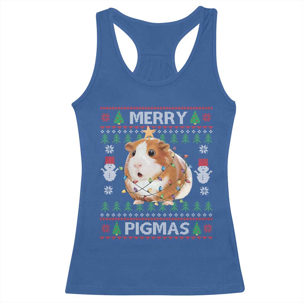 Merry Pigmas Ugly Christmas Racerback Tank Top Guinea Pig Lover TS12 Royal Blue Print Your Wear