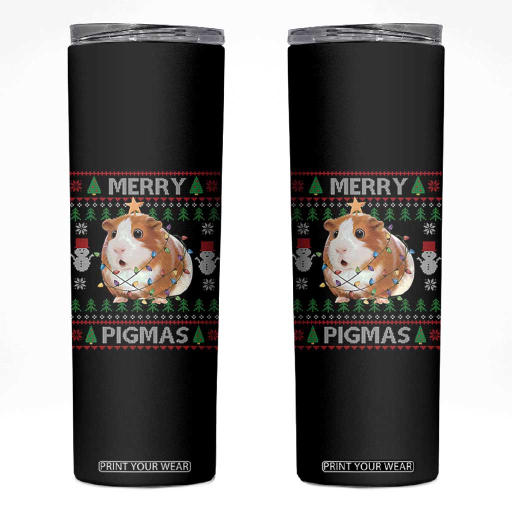 Merry Pigmas Ugly Christmas Skinny Tumbler Guinea Pig Lover TS12 Black Print Your Wear