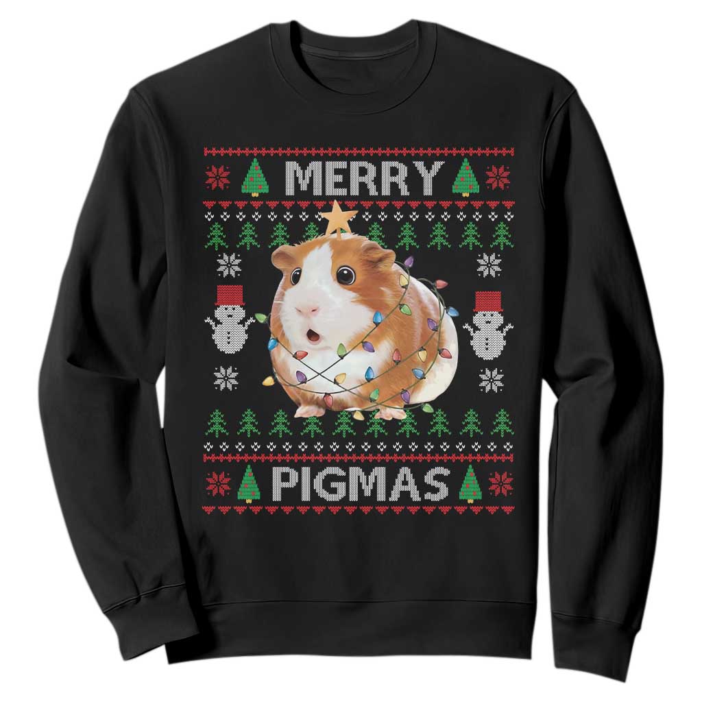 Merry Pigmas Ugly Christmas Sweatshirt Guinea Pig Lover TS12 Black Print Your Wear