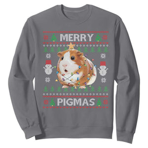 Merry Pigmas Ugly Christmas Sweatshirt Guinea Pig Lover TS12 Charcoal Print Your Wear