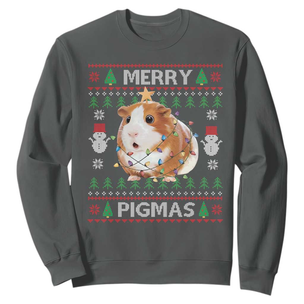 Merry Pigmas Ugly Christmas Sweatshirt Guinea Pig Lover TS12 Dark Heather Print Your Wear