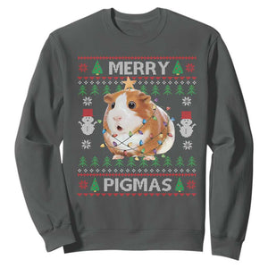 Merry Pigmas Ugly Christmas Sweatshirt Guinea Pig Lover TS12 Dark Heather Print Your Wear