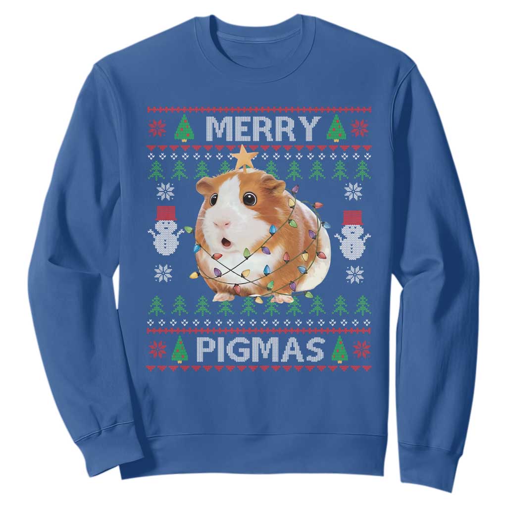 Merry Pigmas Ugly Christmas Sweatshirt Guinea Pig Lover TS12 Royal Blue Print Your Wear