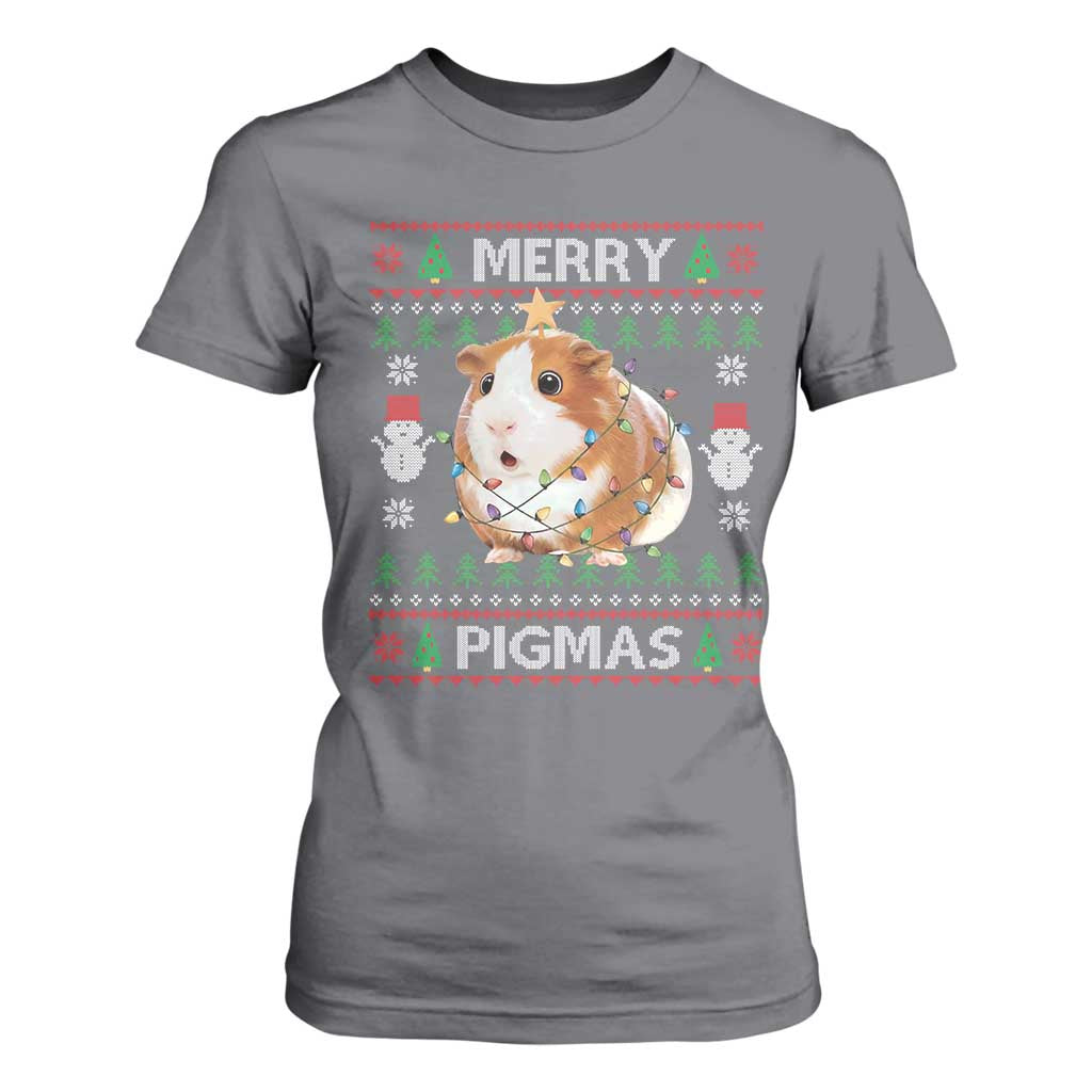 Merry Pigmas Ugly Christmas T Shirt For Women Guinea Pig Lover TS12 Charcoal Print Your Wear