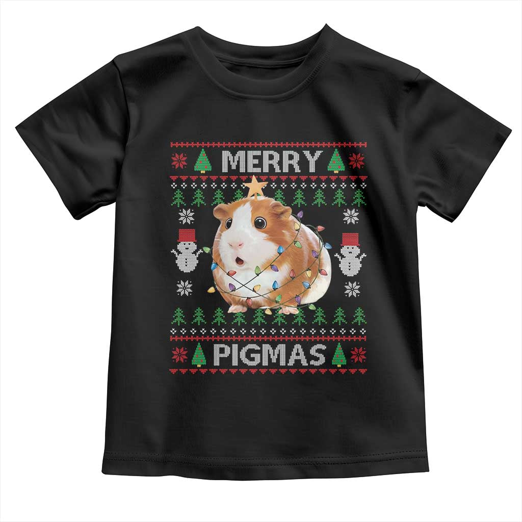 Merry Pigmas Ugly Christmas Toddler T Shirt Guinea Pig Lover TS12 Black Print Your Wear