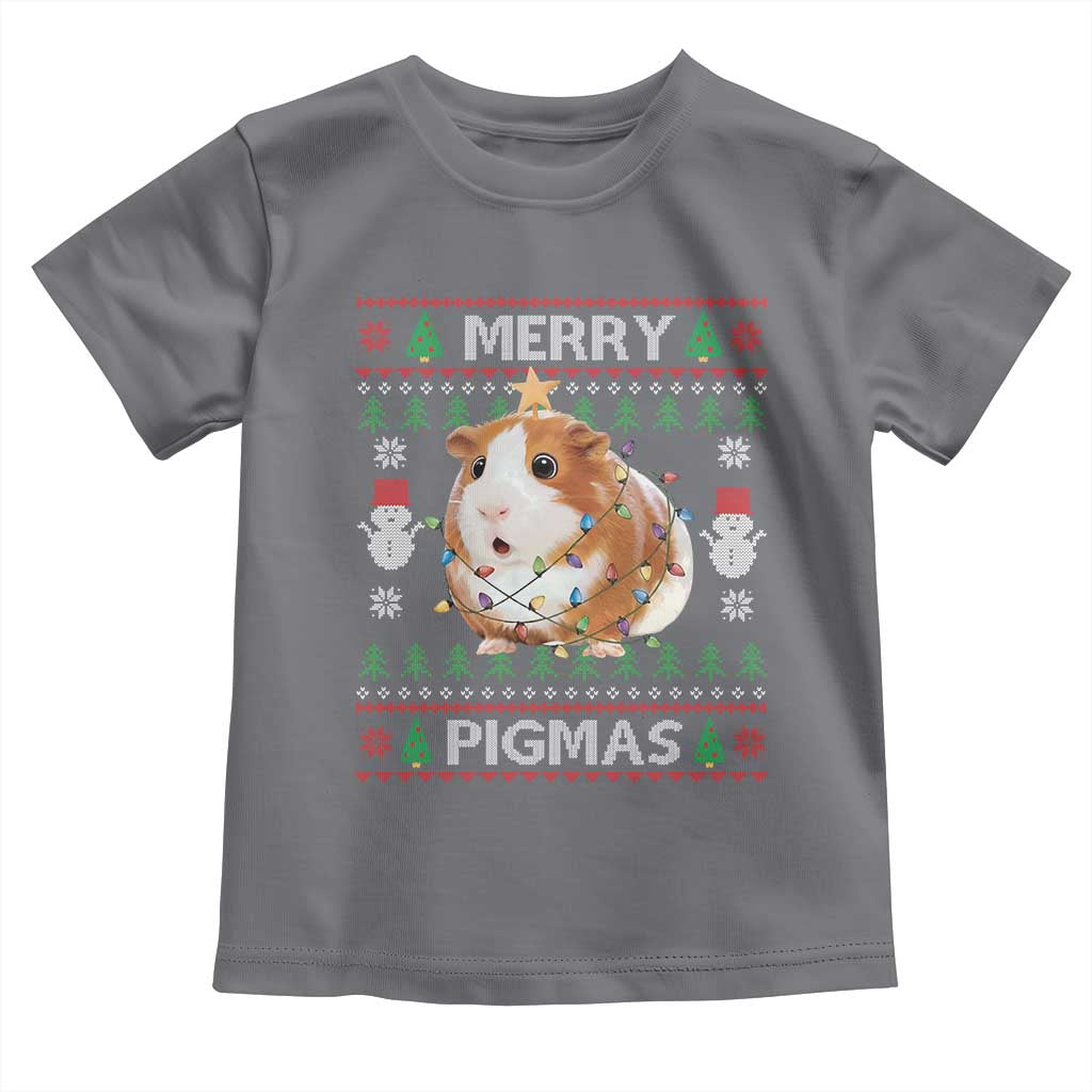 Merry Pigmas Ugly Christmas Toddler T Shirt Guinea Pig Lover TS12 Charcoal Print Your Wear