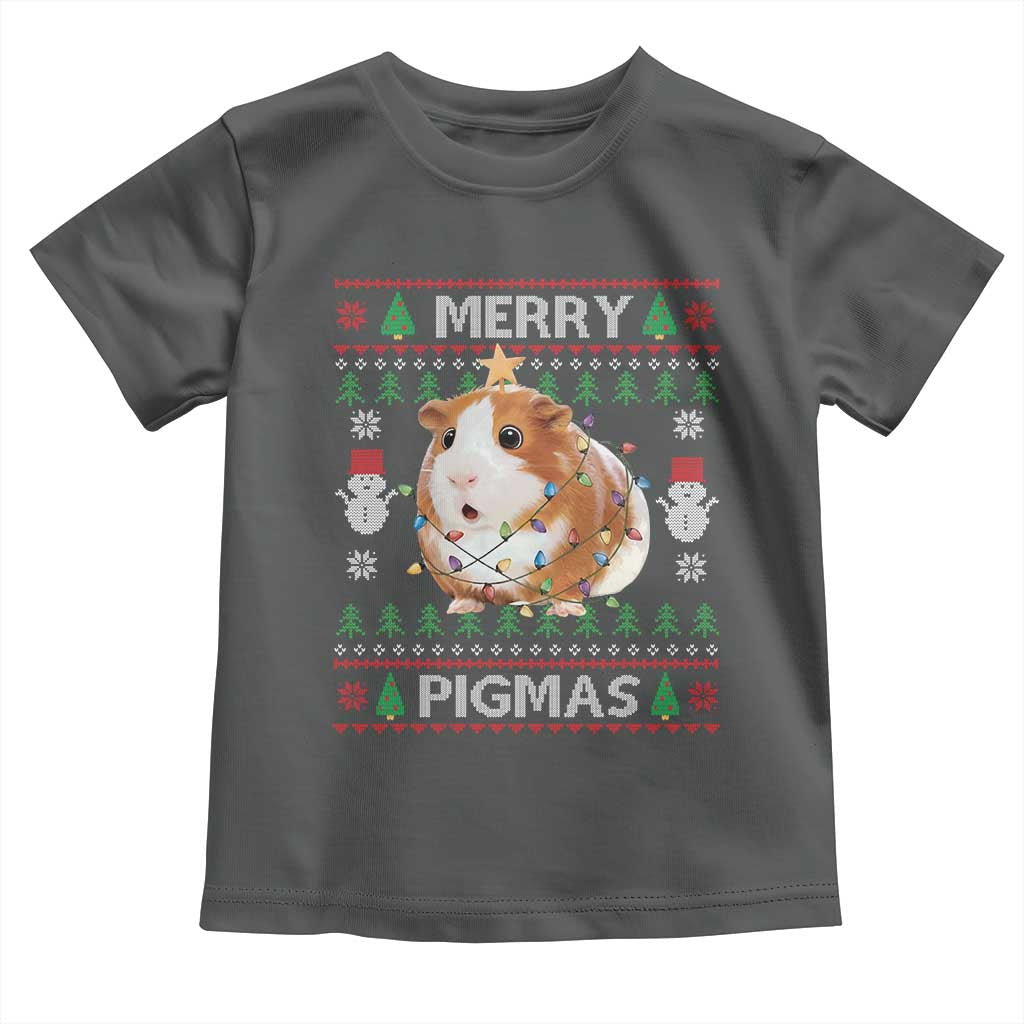 Merry Pigmas Ugly Christmas Toddler T Shirt Guinea Pig Lover TS12 Dark Heather Print Your Wear