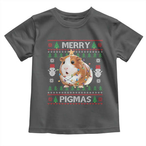 Merry Pigmas Ugly Christmas Toddler T Shirt Guinea Pig Lover TS12 Dark Heather Print Your Wear