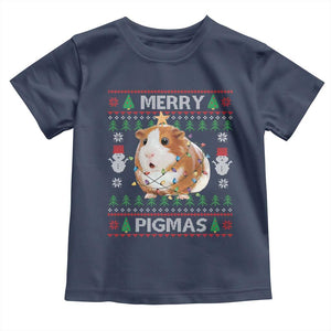 Merry Pigmas Ugly Christmas Toddler T Shirt Guinea Pig Lover TS12 Navy Print Your Wear