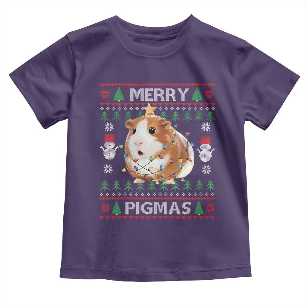 Merry Pigmas Ugly Christmas Toddler T Shirt Guinea Pig Lover TS12 Purple Print Your Wear