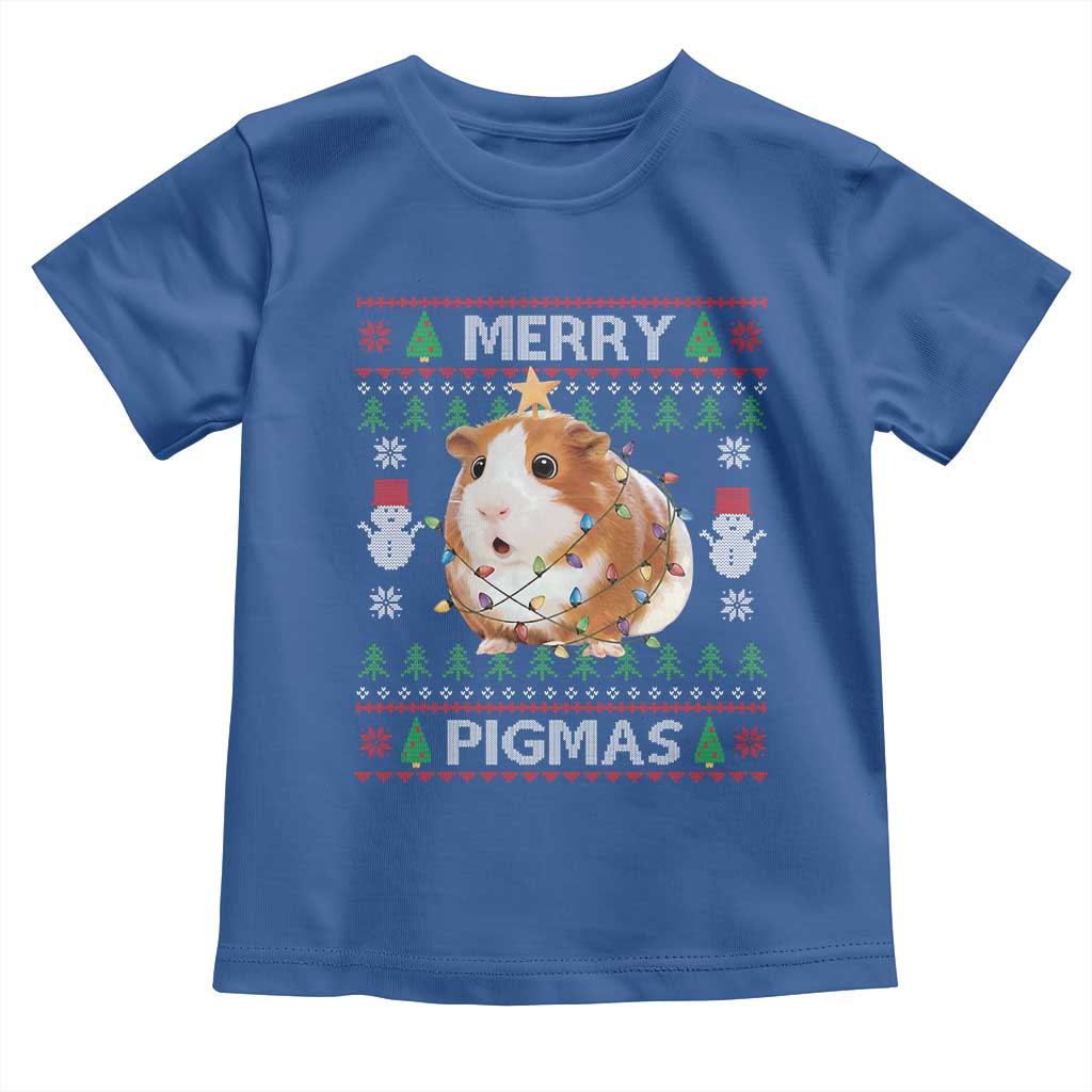 Merry Pigmas Ugly Christmas Toddler T Shirt Guinea Pig Lover TS12 Royal Blue Print Your Wear