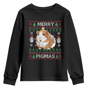 Merry Pigmas Ugly Christmas Youth Sweatshirt Guinea Pig Lover TS12 Black Print Your Wear