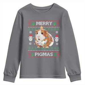 Merry Pigmas Ugly Christmas Youth Sweatshirt Guinea Pig Lover TS12 Charcoal Print Your Wear