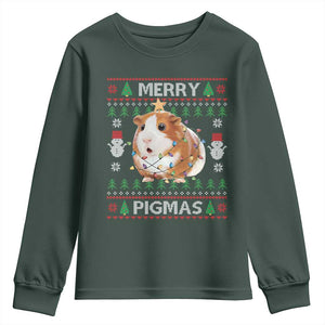 Merry Pigmas Ugly Christmas Youth Sweatshirt Guinea Pig Lover TS12 Dark Forest Green Print Your Wear