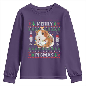 Merry Pigmas Ugly Christmas Youth Sweatshirt Guinea Pig Lover TS12 Purple Print Your Wear