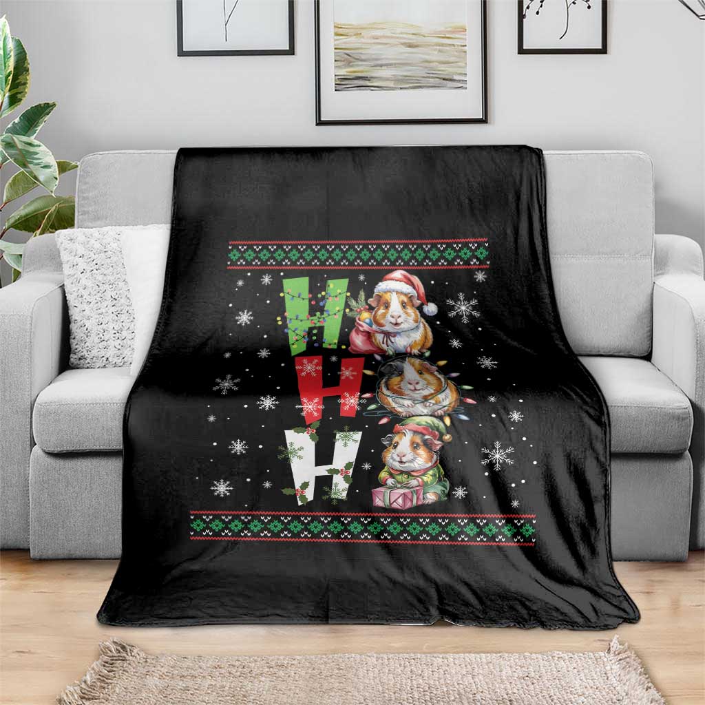 Funny Guinea Pig Ho Ho Ho Ugly Christmas Sweater Throw Blanket Cute Pet Lover TS12 Print Your Wear