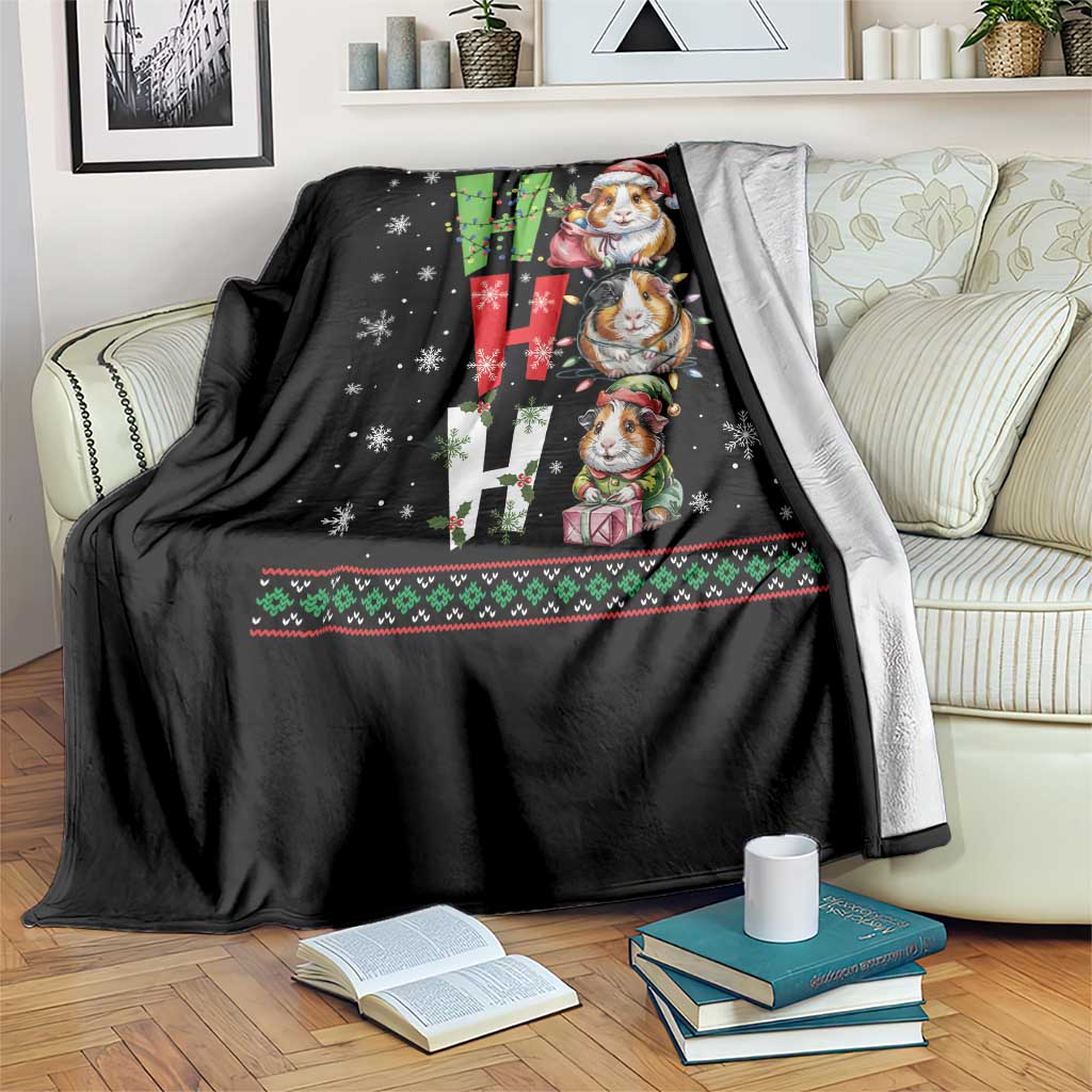 Funny Guinea Pig Ho Ho Ho Ugly Christmas Sweater Throw Blanket Cute Pet Lover TS12 Print Your Wear