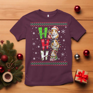 Funny Guinea Pig Ho Ho Ho Ugly Christmas Sweater T Shirt Cute Pet Lover TS12 Maroon Print Your Wear