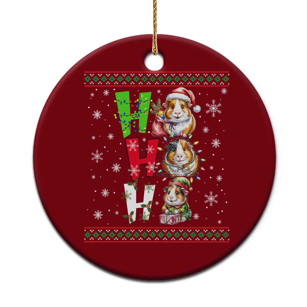 Funny Guinea Pig Ho Ho Ho Ugly Christmas Sweater Ceramic Ornament Cute Pet Lover TS12 1pc Red Print Your Wear