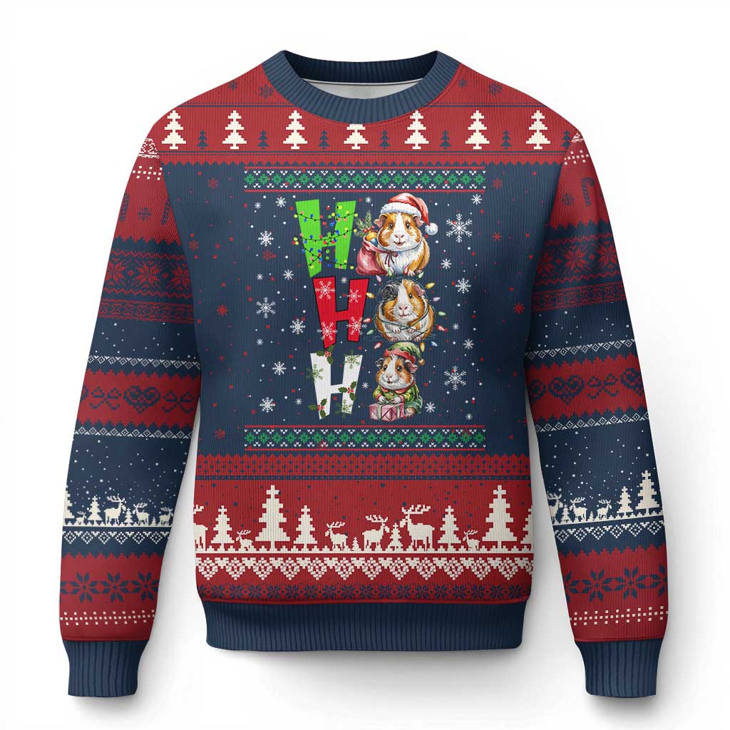 Funny Guinea Pig Ho Ho Ho Ugly Xmas Sweater Ugly Christmas Sweater Cute Pet Lover TS12 Navy Red Print Your Wear