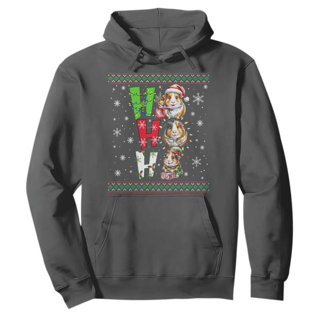 Funny Guinea Pig Ho Ho Ho Ugly Christmas Sweater Hoodie Cute Pet Lover TS12 Dark Heather Print Your Wear