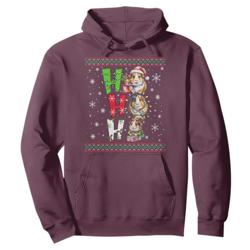 Funny Guinea Pig Ho Ho Ho Ugly Christmas Sweater Hoodie Cute Pet Lover TS12 Maroon Print Your Wear