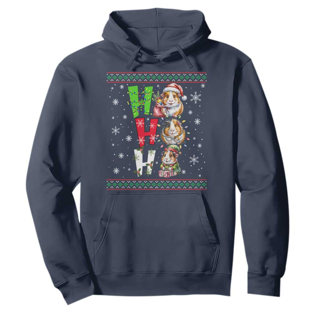 Funny Guinea Pig Ho Ho Ho Ugly Christmas Sweater Hoodie Cute Pet Lover TS12 Navy Print Your Wear