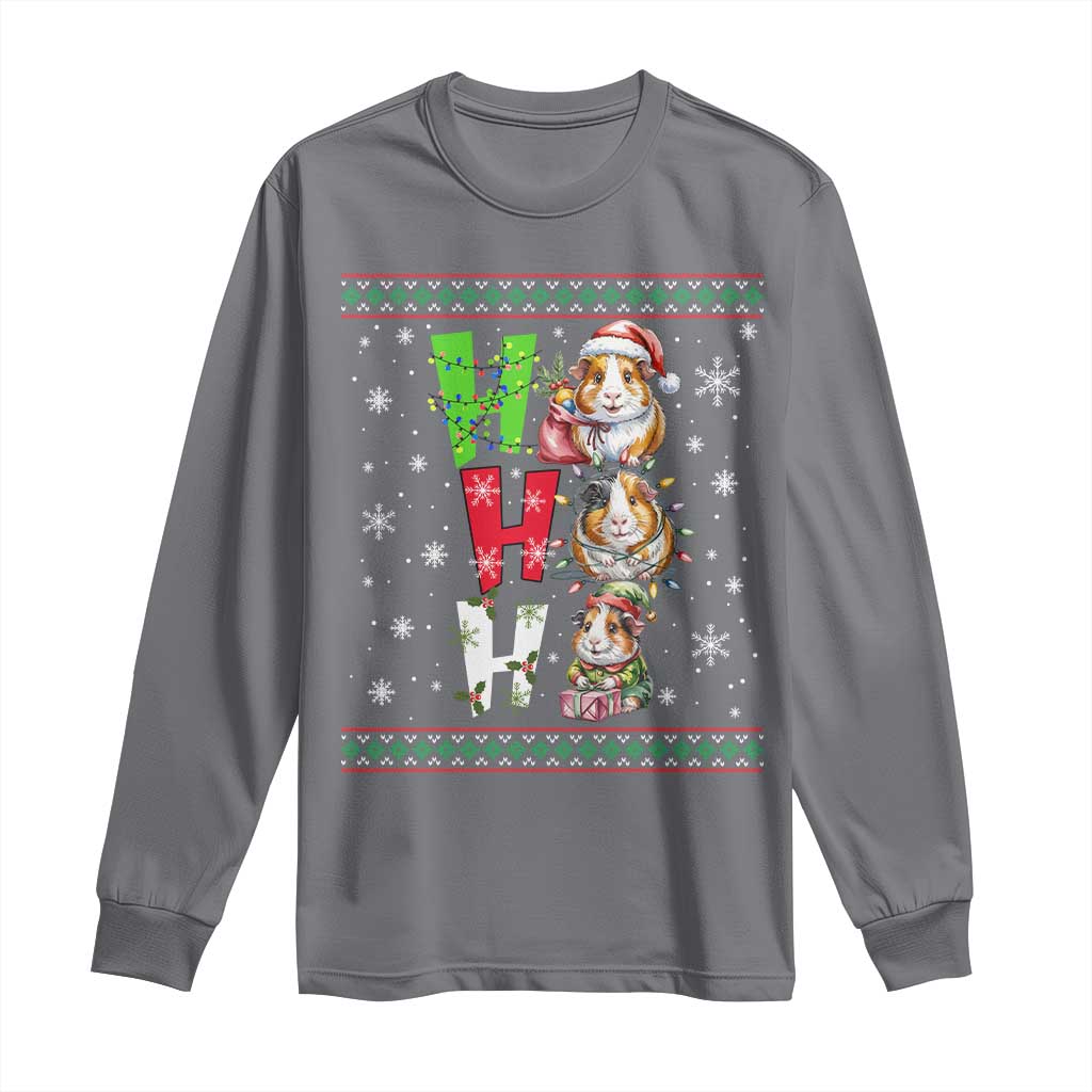 Funny Guinea Pig Ho Ho Ho Ugly Christmas Sweater Long Sleeve Shirt Cute Pet Lover TS12 Charcoal Print Your Wear