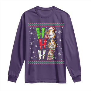 Funny Guinea Pig Ho Ho Ho Ugly Christmas Sweater Long Sleeve Shirt Cute Pet Lover TS12 Purple Print Your Wear