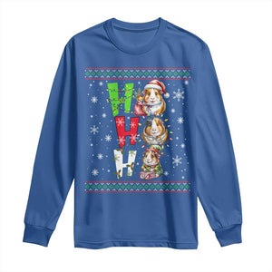Funny Guinea Pig Ho Ho Ho Ugly Christmas Sweater Long Sleeve Shirt Cute Pet Lover TS12 Royal Blue Print Your Wear