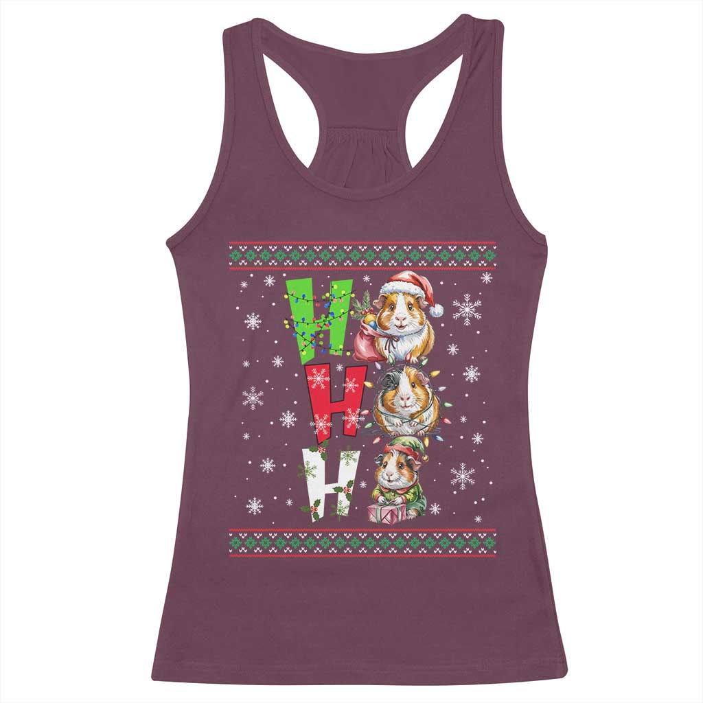Funny Guinea Pig Ho Ho Ho Ugly Christmas Sweater Racerback Tank Top Cute Pet Lover TS12 Maroon Print Your Wear
