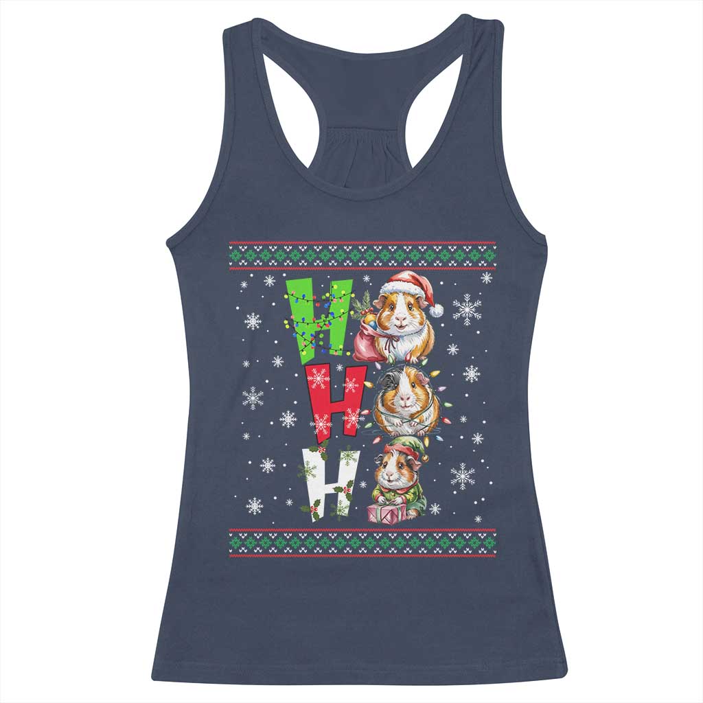 Funny Guinea Pig Ho Ho Ho Ugly Christmas Sweater Racerback Tank Top Cute Pet Lover TS12 Navy Print Your Wear