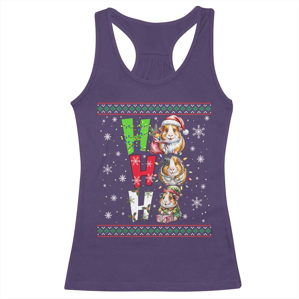 Funny Guinea Pig Ho Ho Ho Ugly Christmas Sweater Racerback Tank Top Cute Pet Lover TS12 Purple Print Your Wear