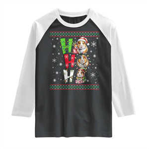 Funny Guinea Pig Ho Ho Ho Ugly Christmas Sweater Raglan Shirt Cute Pet Lover TS12 Black White Print Your Wear