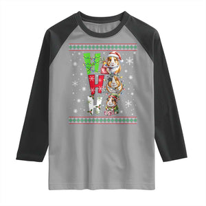 Funny Guinea Pig Ho Ho Ho Ugly Christmas Sweater Raglan Shirt Cute Pet Lover TS12 Sport Gray Black Print Your Wear
