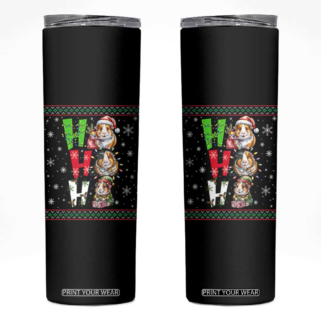 Funny Guinea Pig Ho Ho Ho Ugly Christmas Sweater Skinny Tumbler Cute Pet Lover TS12 Black Print Your Wear
