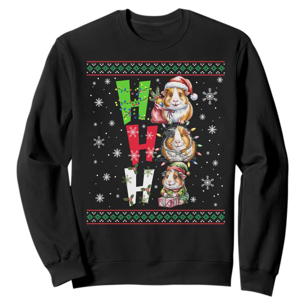 Funny Guinea Pig Ho Ho Ho Ugly Christmas Sweater Sweatshirt Cute Pet Lover TS12 Black Print Your Wear