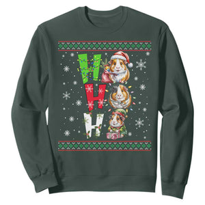 Funny Guinea Pig Ho Ho Ho Ugly Christmas Sweater Sweatshirt Cute Pet Lover TS12 Dark Forest Green Print Your Wear