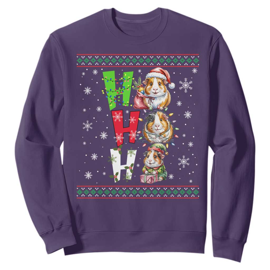 Funny Guinea Pig Ho Ho Ho Ugly Christmas Sweater Sweatshirt Cute Pet Lover TS12 Purple Print Your Wear