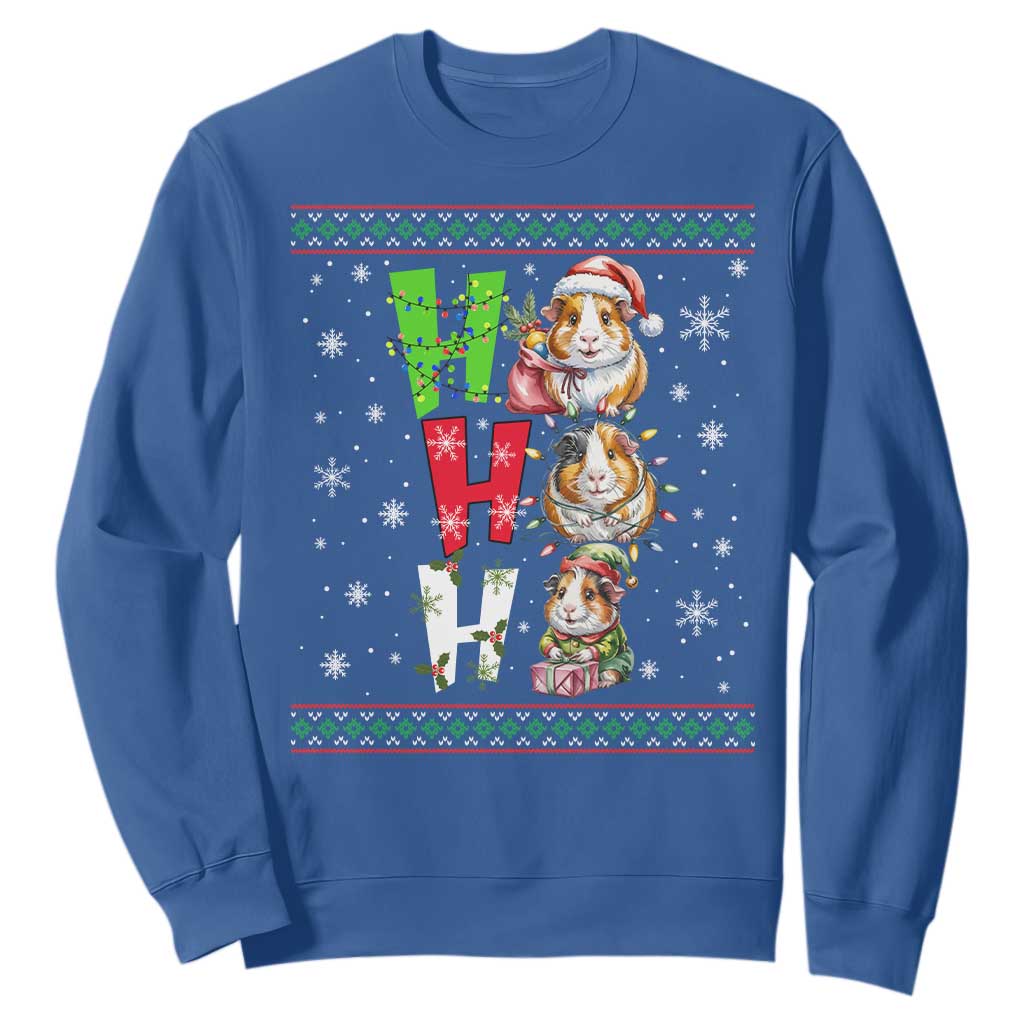 Funny Guinea Pig Ho Ho Ho Ugly Christmas Sweater Sweatshirt Cute Pet Lover TS12 Royal Blue Print Your Wear